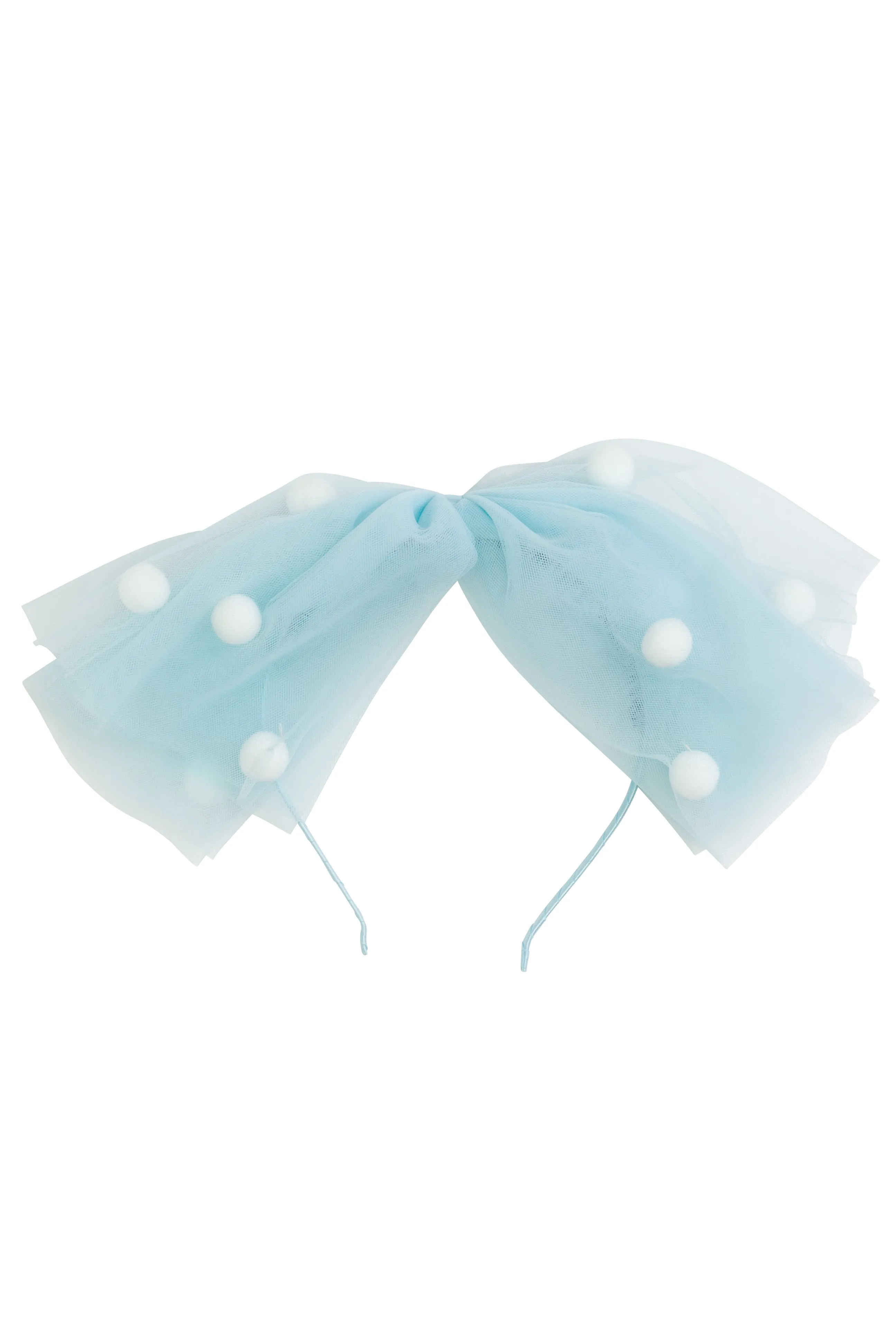 1940's Bow Headband - Light Blue/White