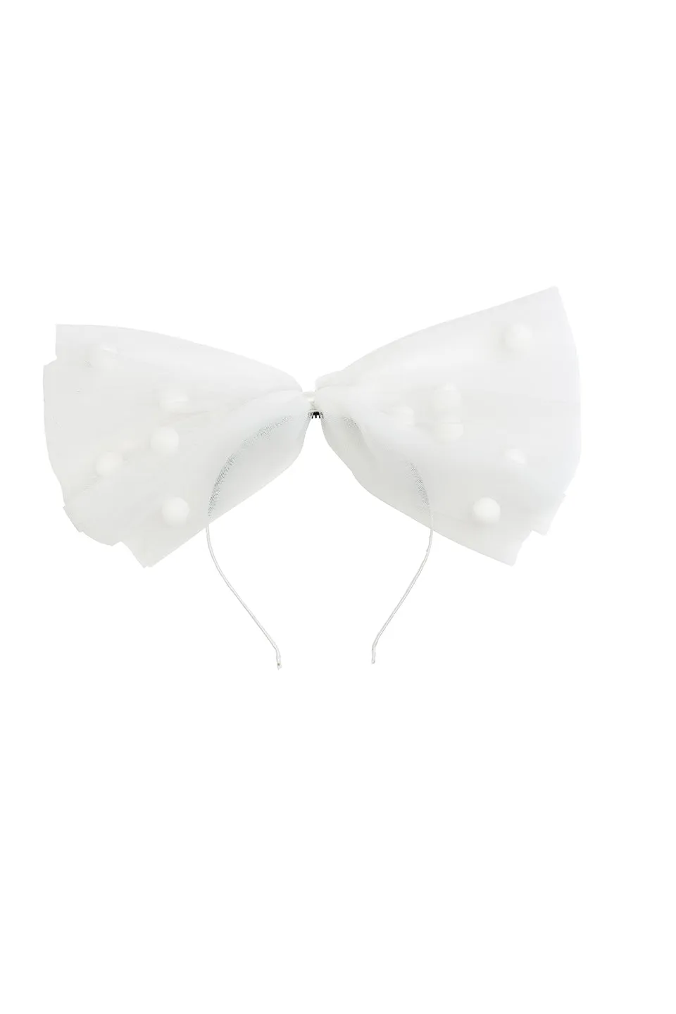 1940's Bow Headband - White/White