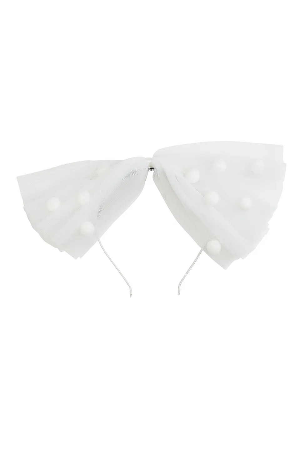 1940's Bow Headband - White/White