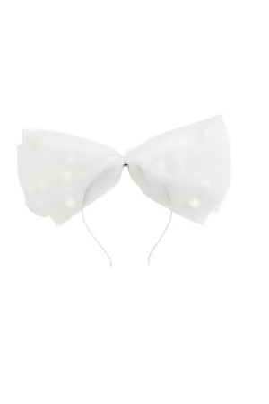 1940's Bow Headband - White/White