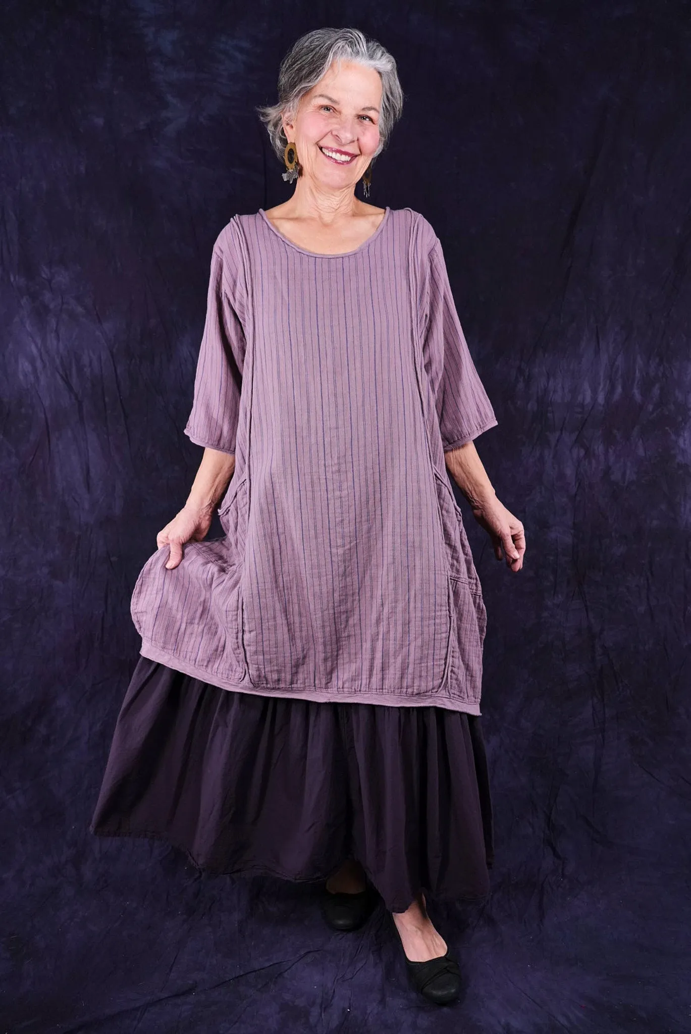 2120 Striped Daily Dress Rose Earth
