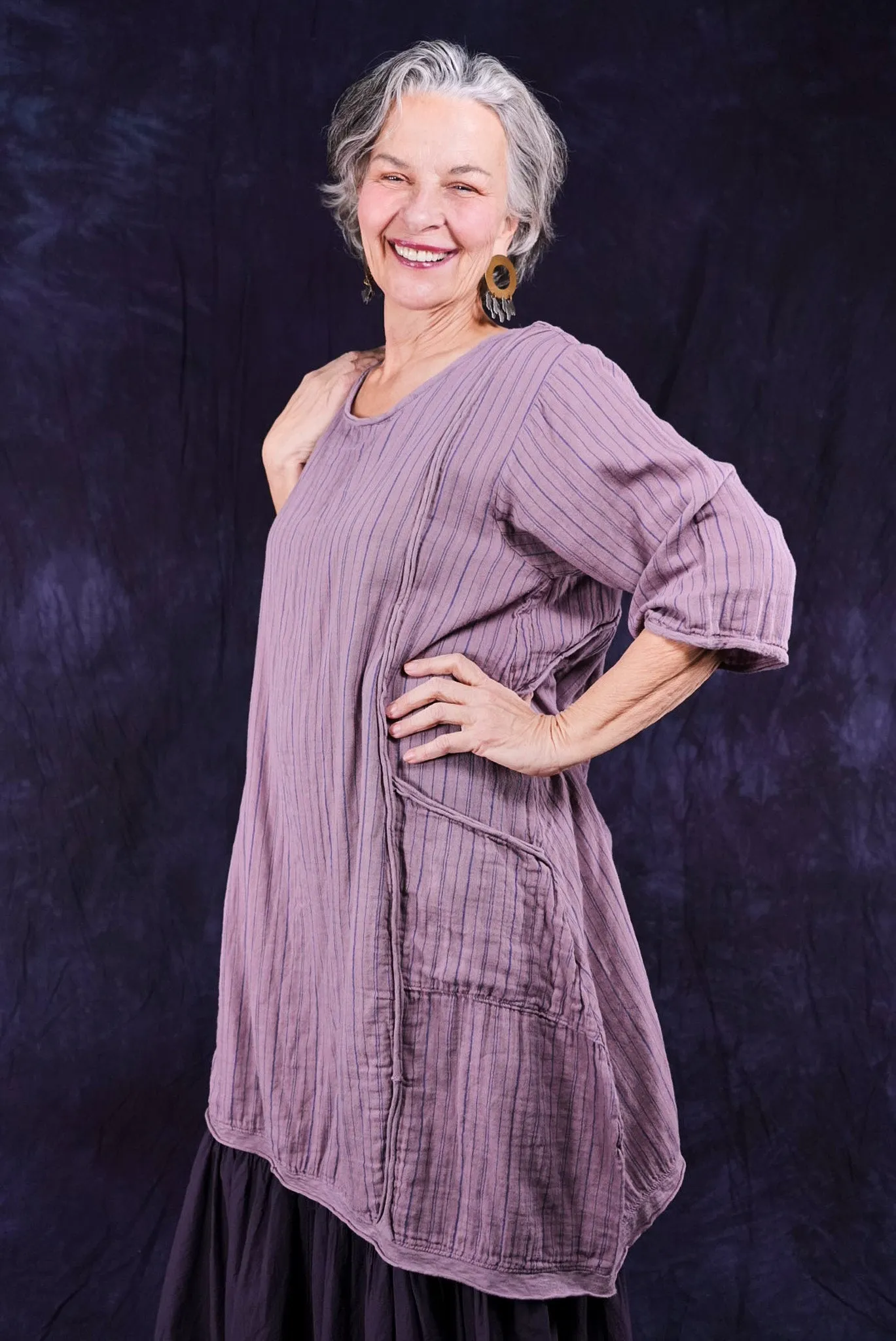 2120 Striped Daily Dress Rose Earth