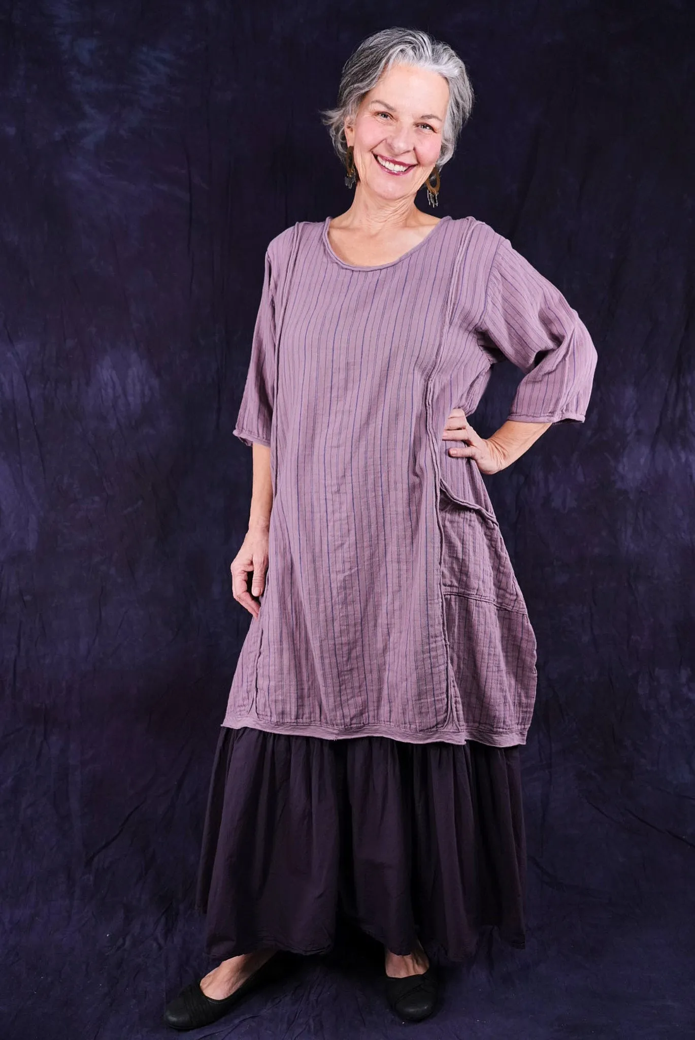 2120 Striped Daily Dress Rose Earth