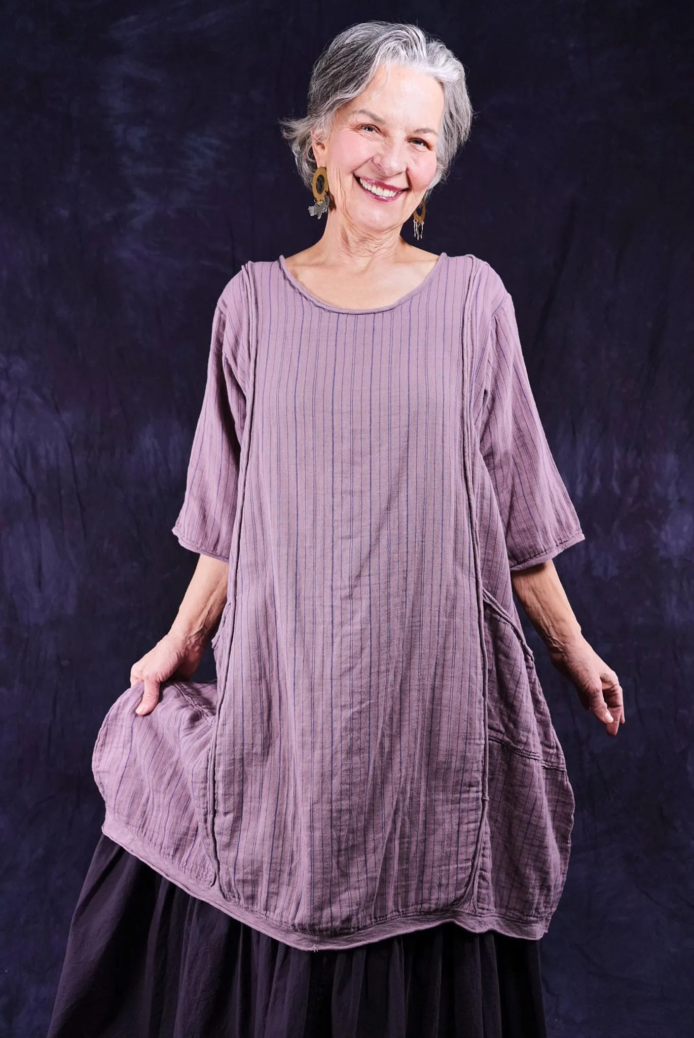2120 Striped Daily Dress Rose Earth