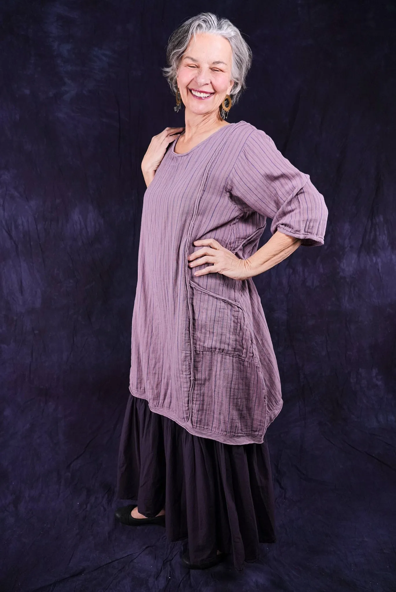 2120 Striped Daily Dress Rose Earth