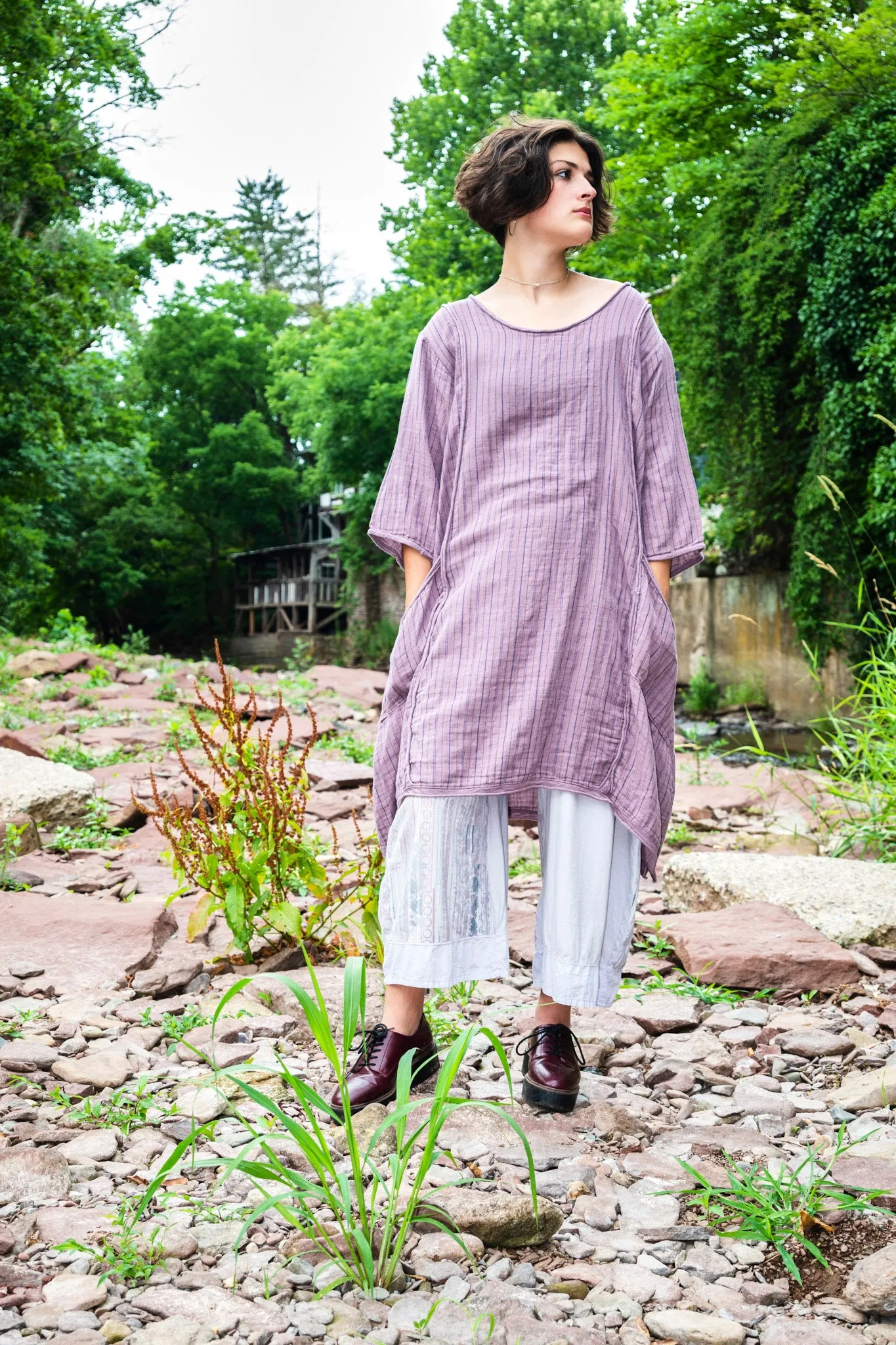 2120 Striped Daily Dress Rose Earth