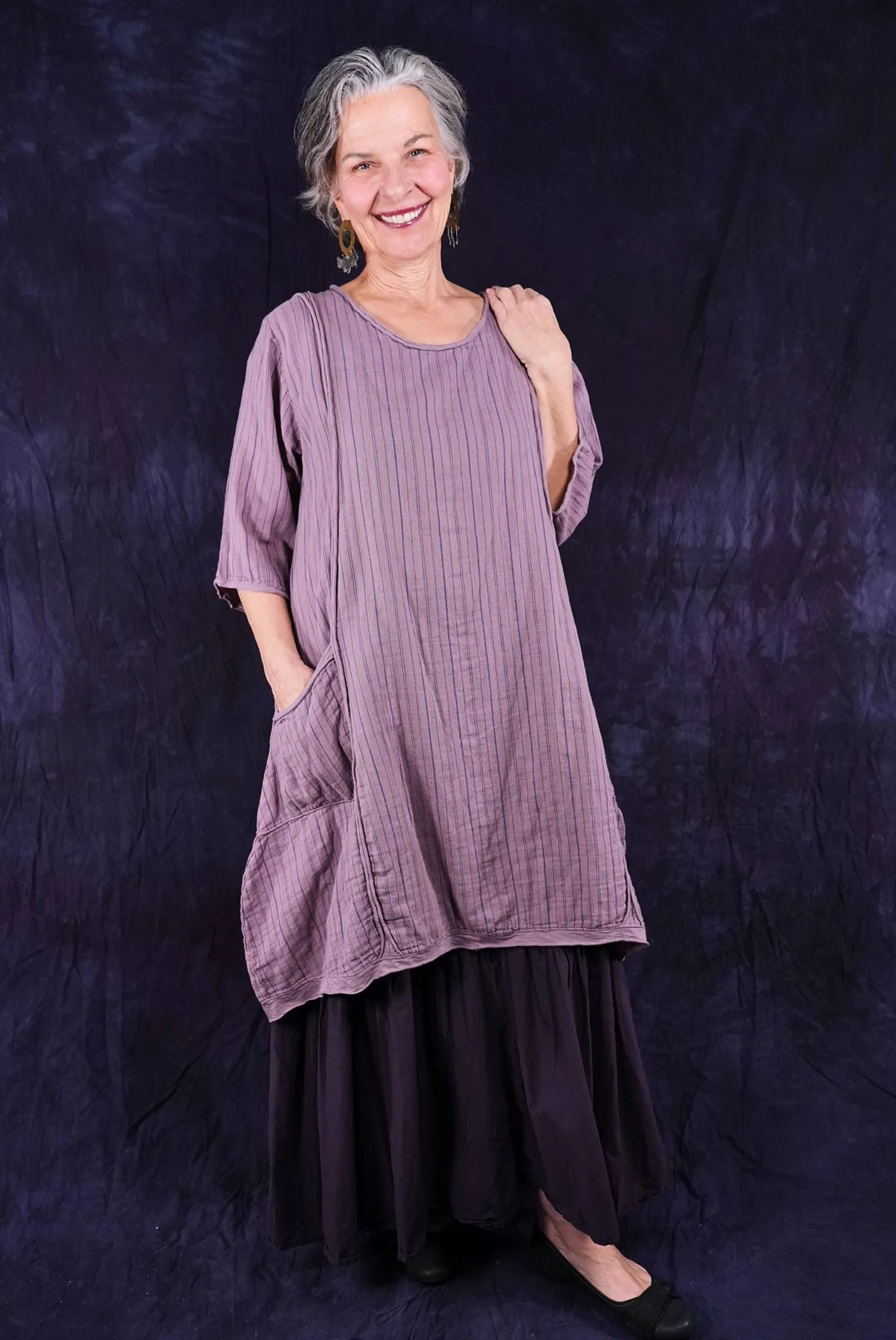 2120 Striped Daily Dress Rose Earth