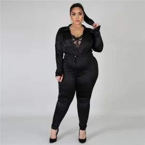 30 Pieces) Solid Color V-neck Bodysuit And Pants Two Pieces Set