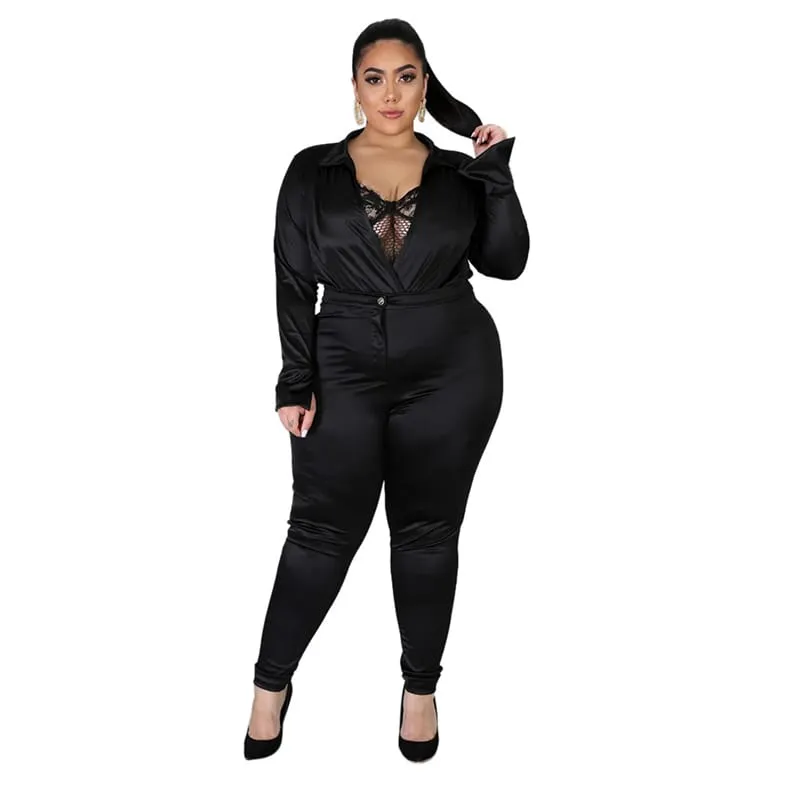 30 Pieces) Solid Color V-neck Bodysuit And Pants Two Pieces Set