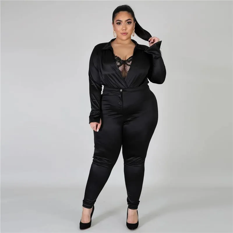 30 Pieces) Solid Color V-neck Bodysuit And Pants Two Pieces Set