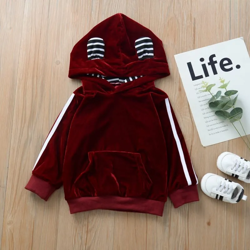 30 Pieces) Wholesale Kids Cute Rabbit Ear Design Hoodie And Pants Set