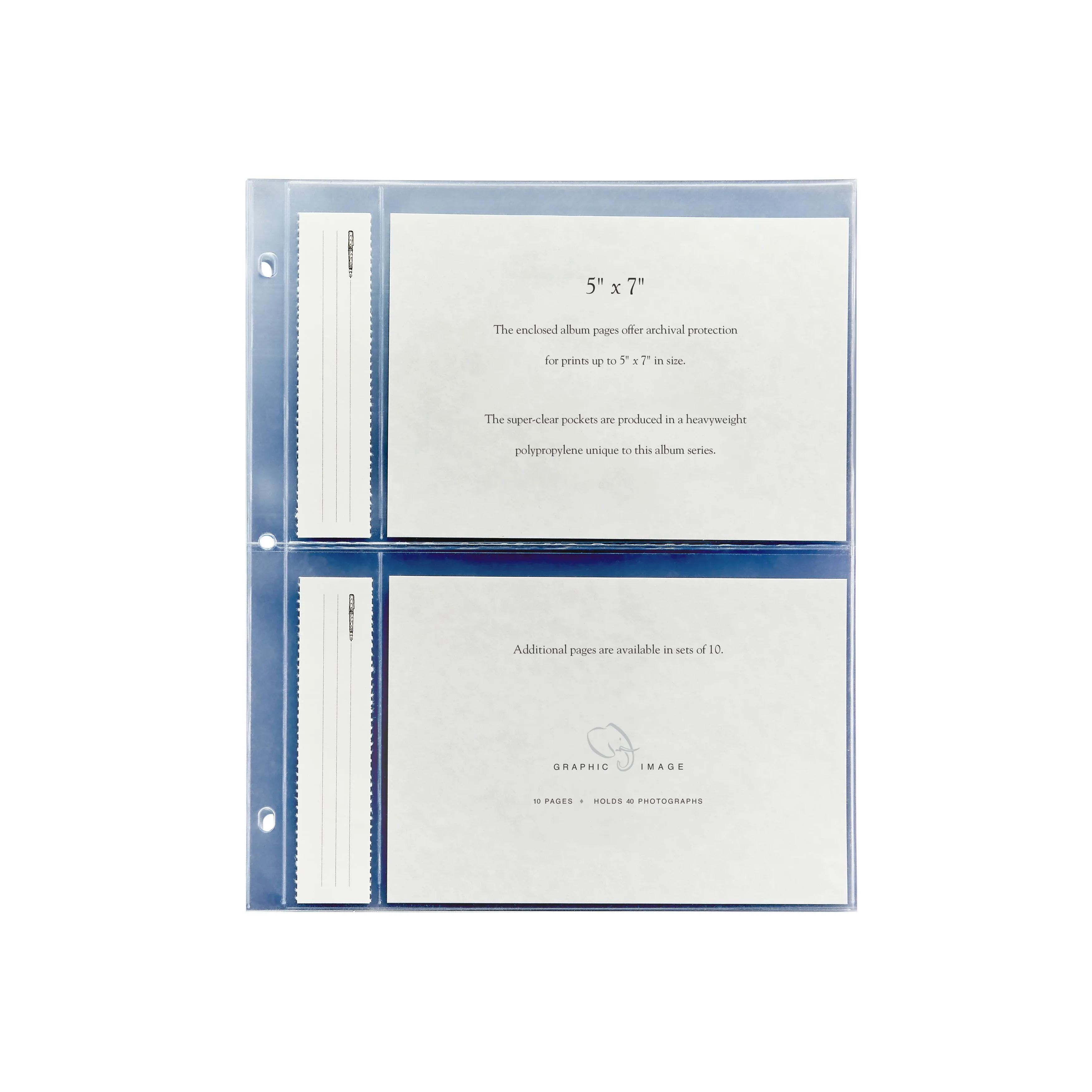 5 x 7 Large 3-Ring Clear Pocket Album Refill