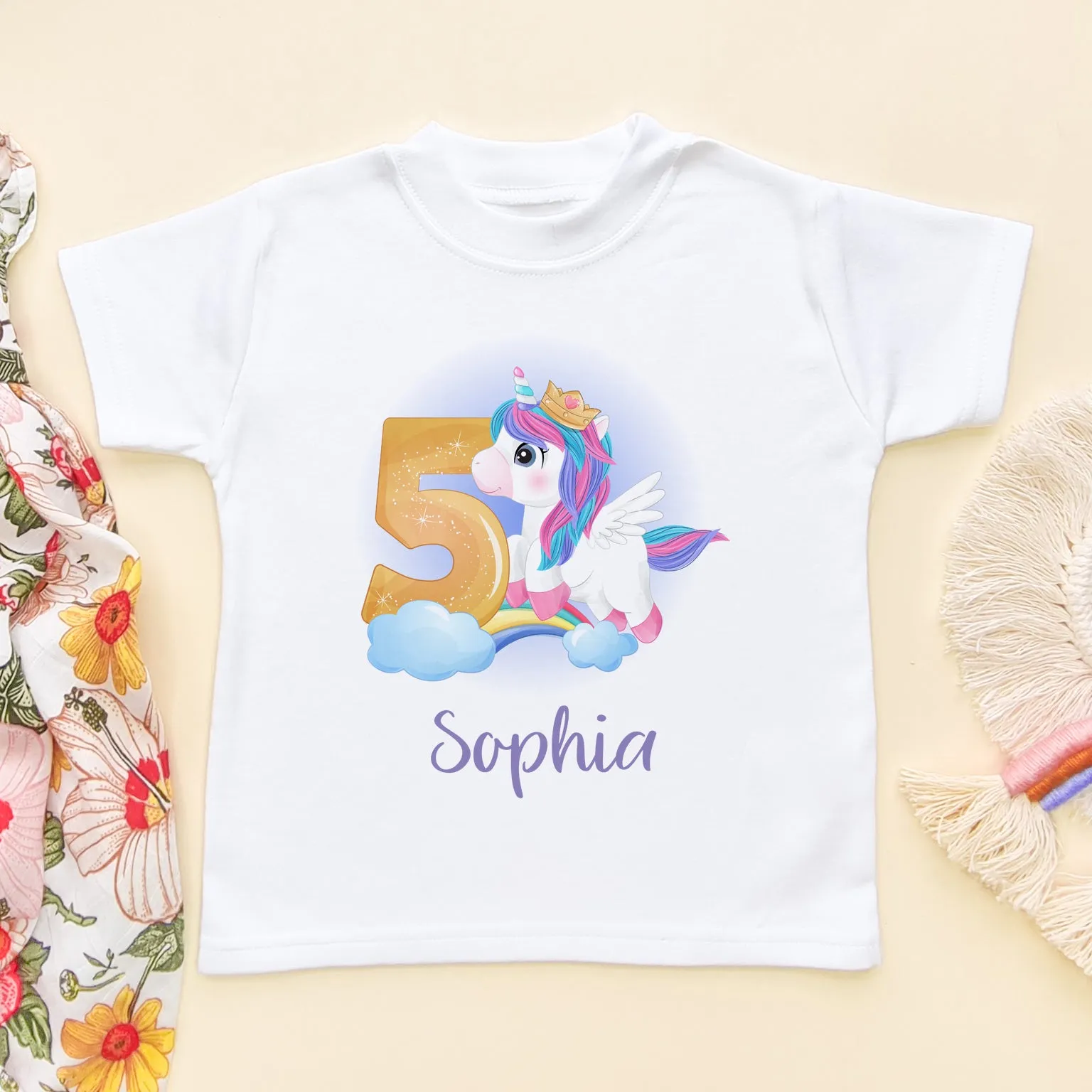 5th Birthday Unicorn Personalised T Shirt