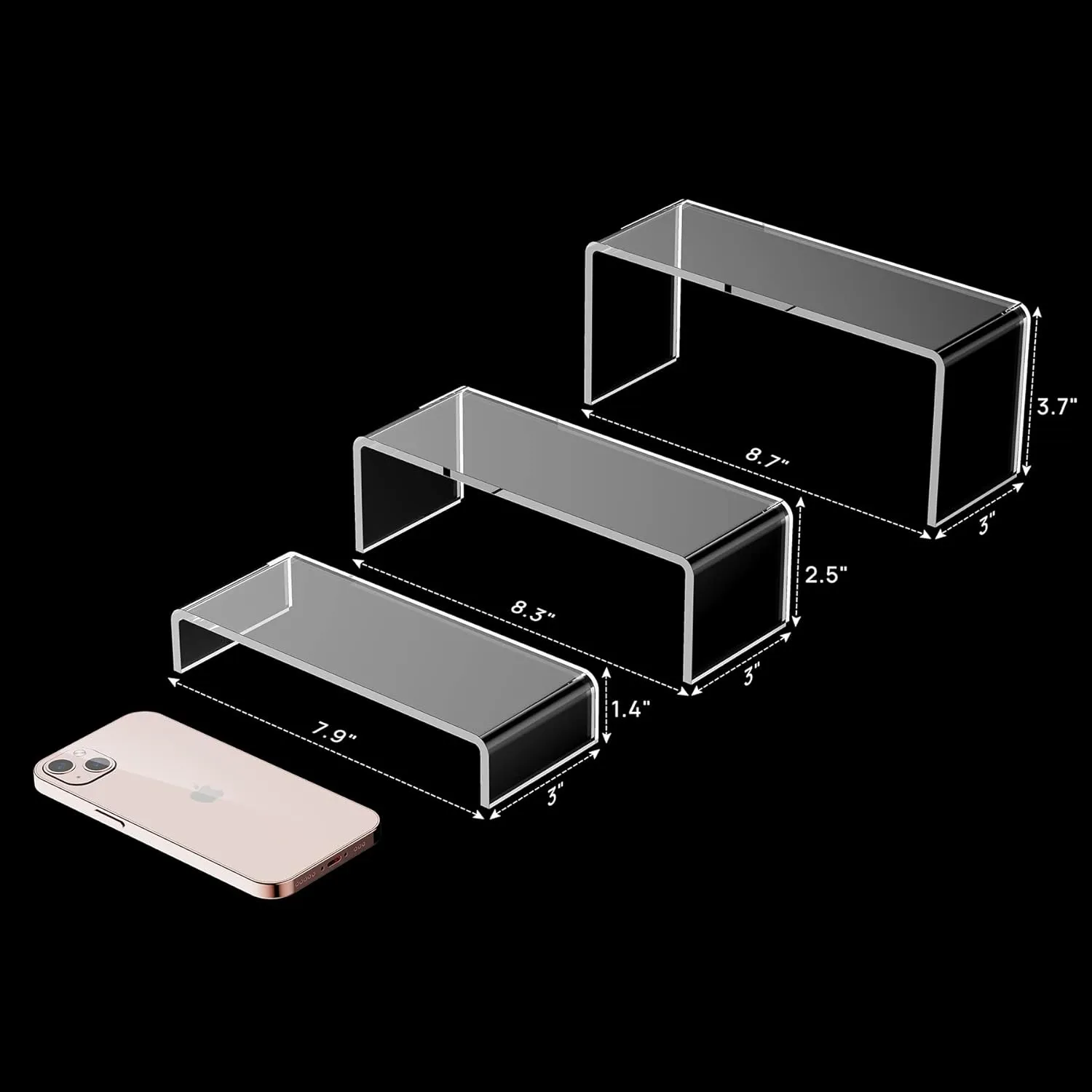 6Pcs Clear Acrylic Risers Clear Acrylic Display Stand Cupcakes (3- 4- 5 IN)