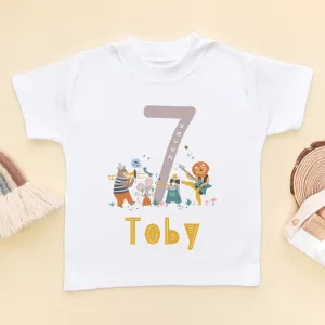 7th Birthday Animal Musicians Personalised T Shirt