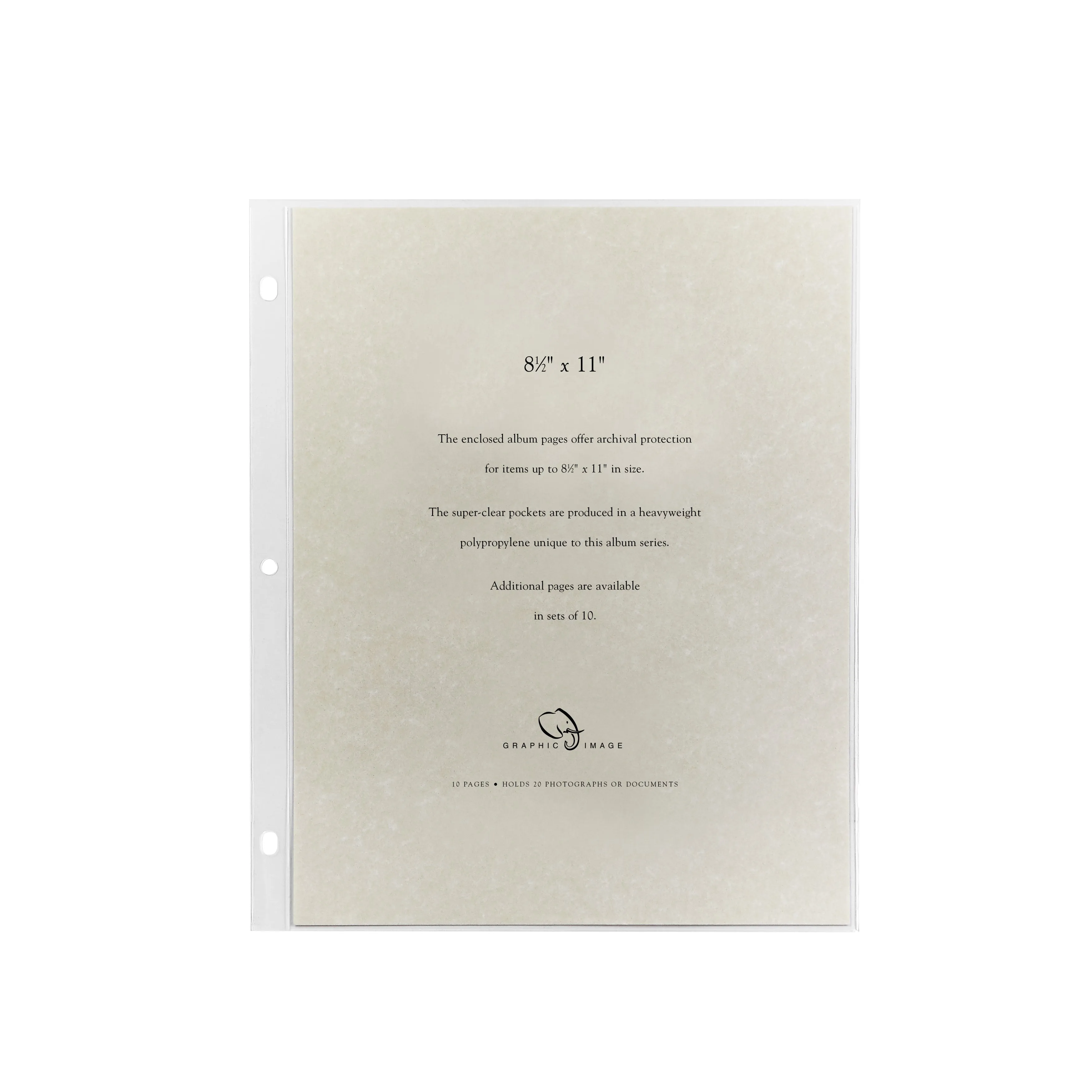 8 1/2 x 11 Large 3-Ring Clear Pocket Album Refill