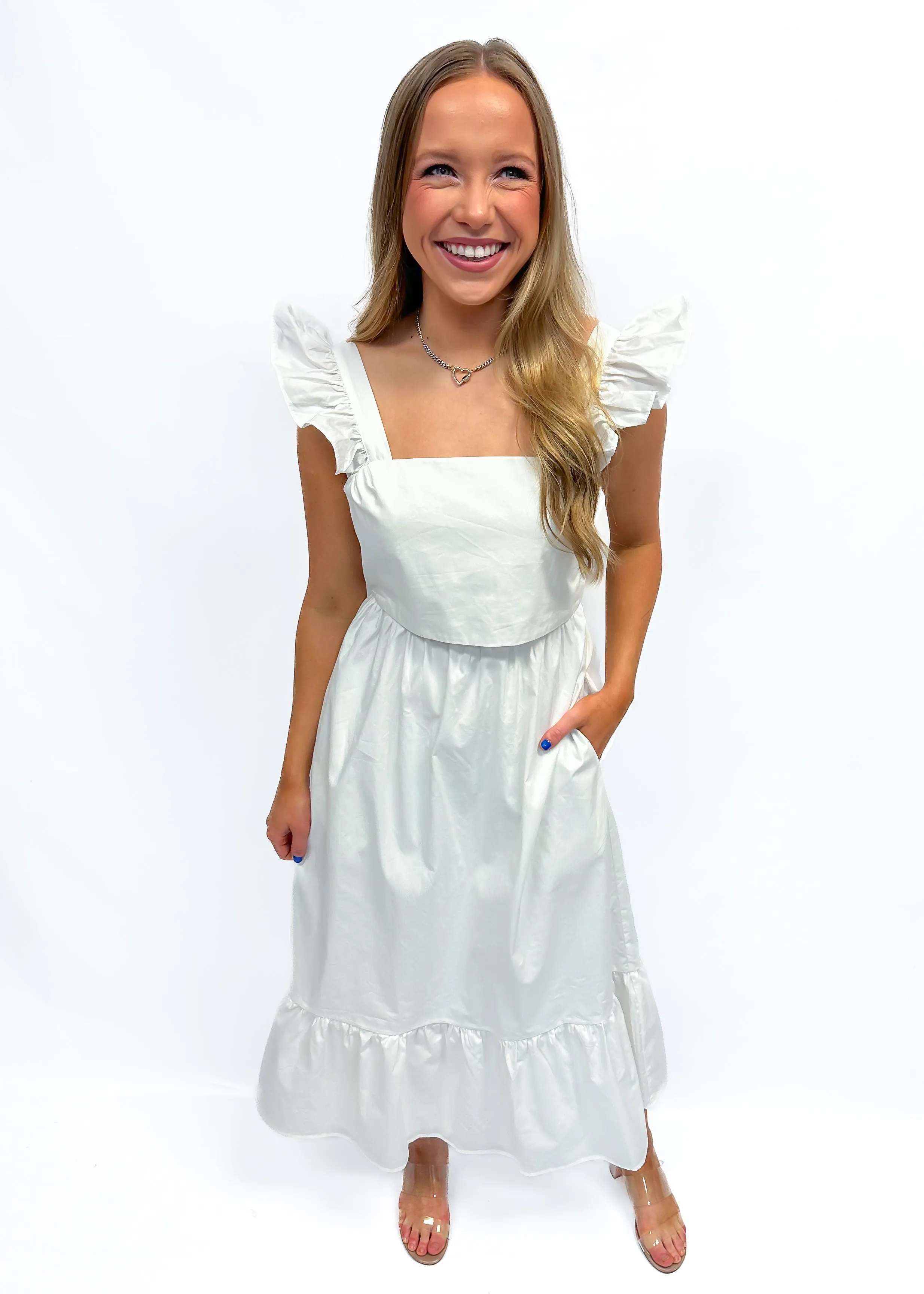 Adelyn Rae Soshani Poplin Tie Back Midi Dress