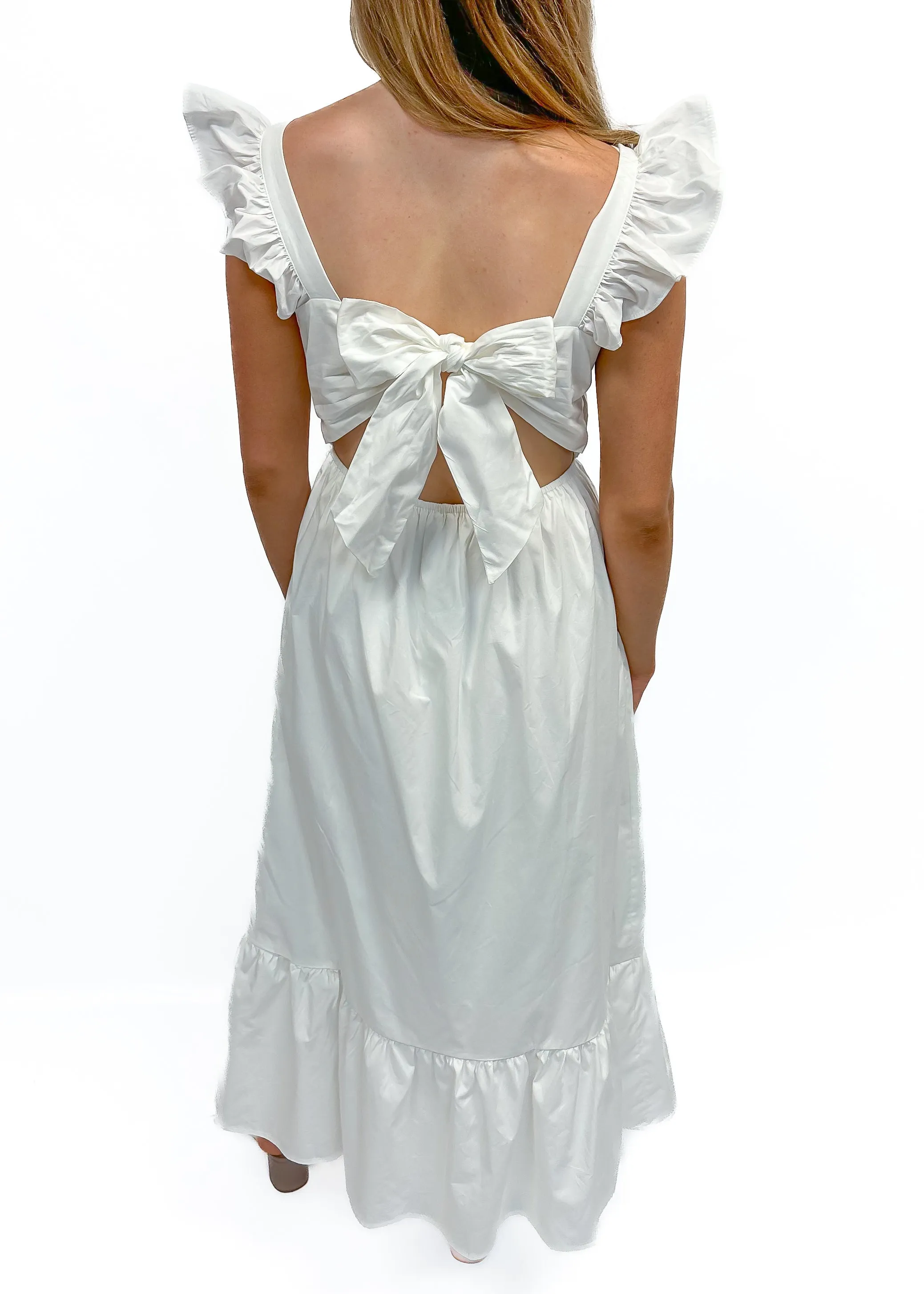 Adelyn Rae Soshani Poplin Tie Back Midi Dress