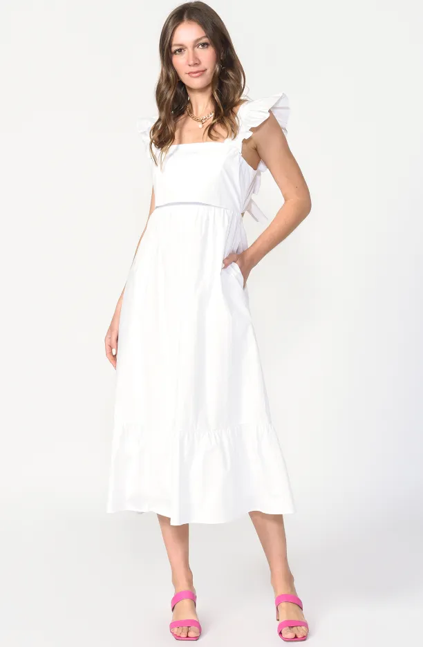 Adelyn Rae Soshani Poplin Tie Back Midi Dress