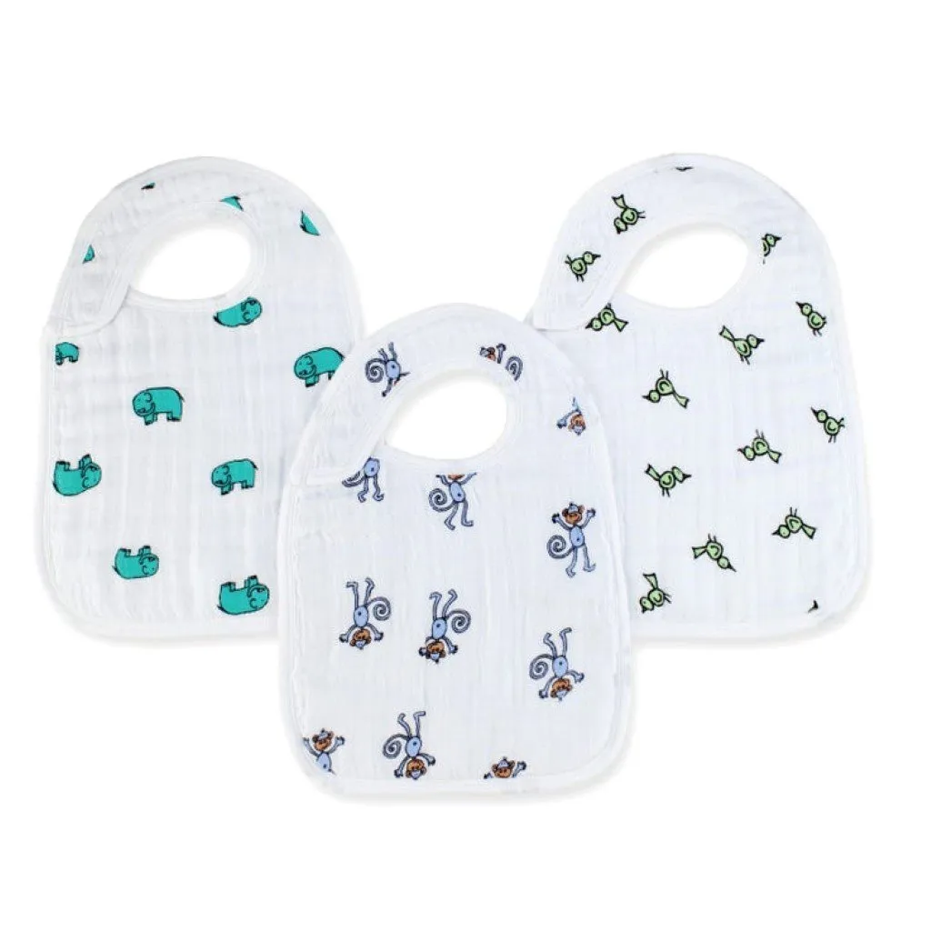 ADEN   ANAIS Cotton Muslin Snap Bibs 3 Pack Jungle Jam - 3 pack