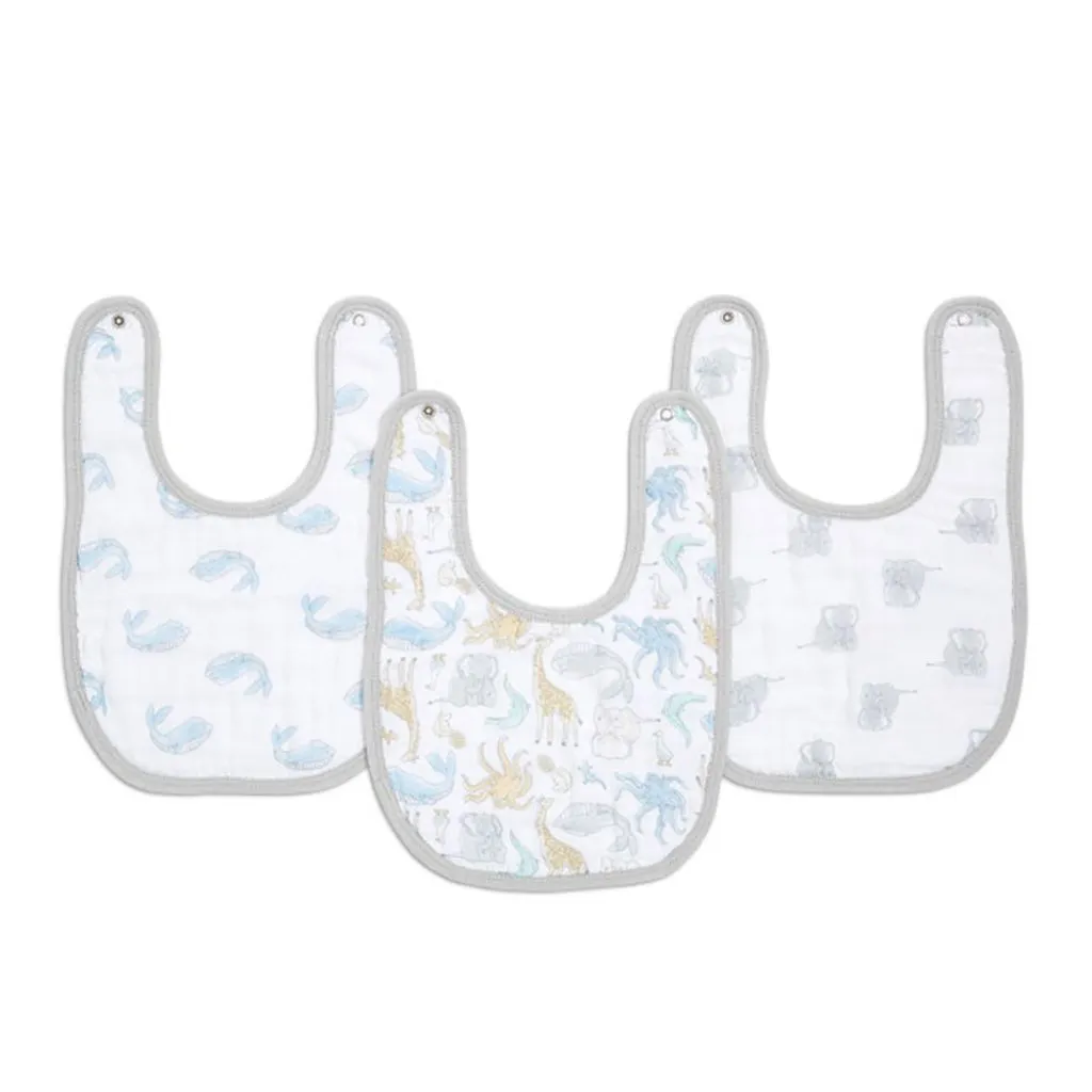 ADEN   ANAIS Essentials Cotton Muslin Snap Bib 3 Pack - Natural History