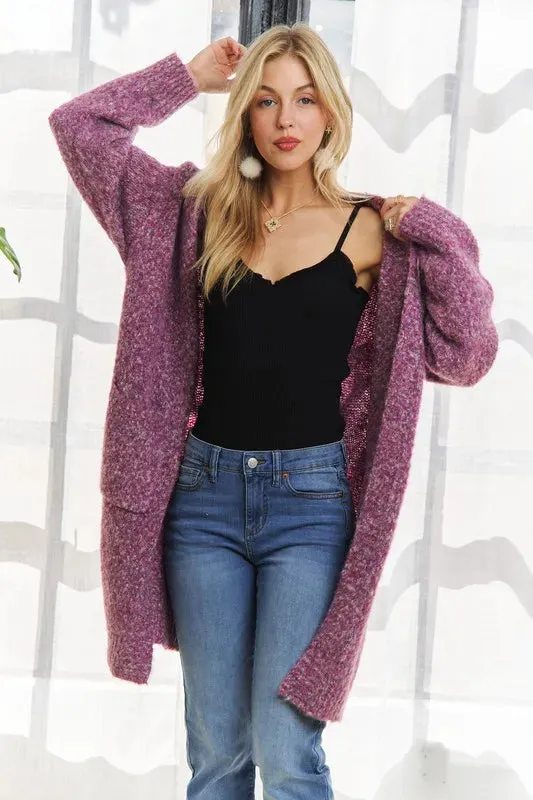 ADORA 2 Tone Sweater Pocket Cardigan
