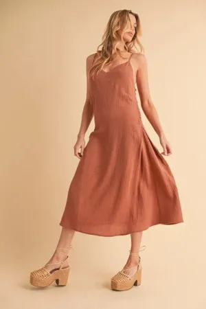 Aemi Co Side Button Midi Cami Dress