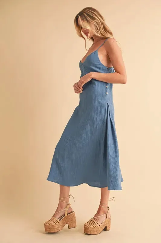 Aemi Co Side Button Midi Cami Dress