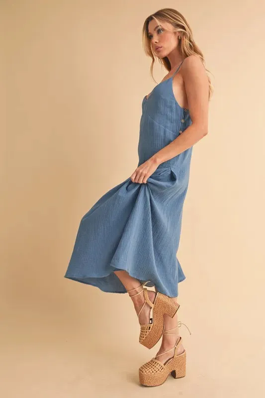 Aemi Co Side Button Midi Cami Dress