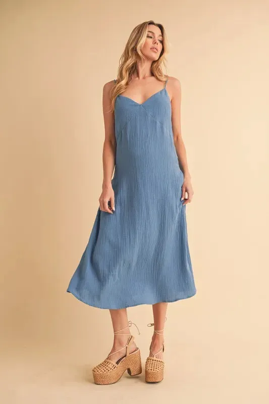 Aemi Co Side Button Midi Cami Dress