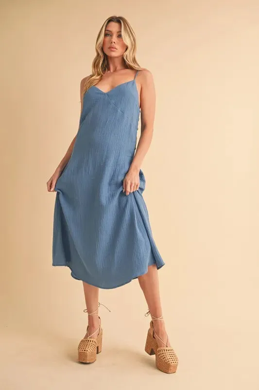 Aemi Co Side Button Midi Cami Dress