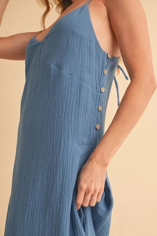Aemi Co Side Button Midi Cami Dress