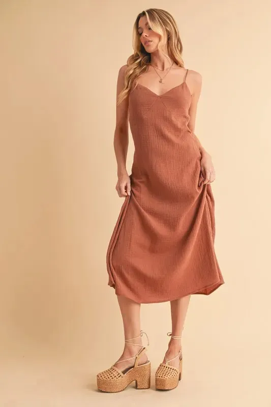 Aemi Co Side Button Midi Cami Dress