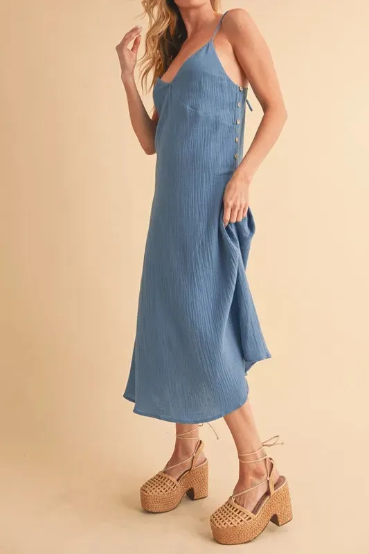 Aemi Co Side Button Midi Cami Dress