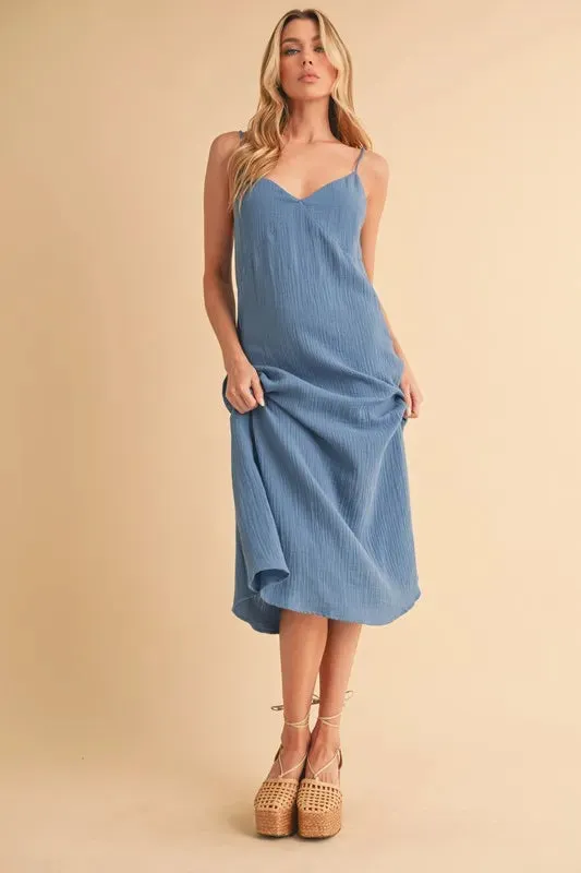 Aemi Co Side Button Midi Cami Dress