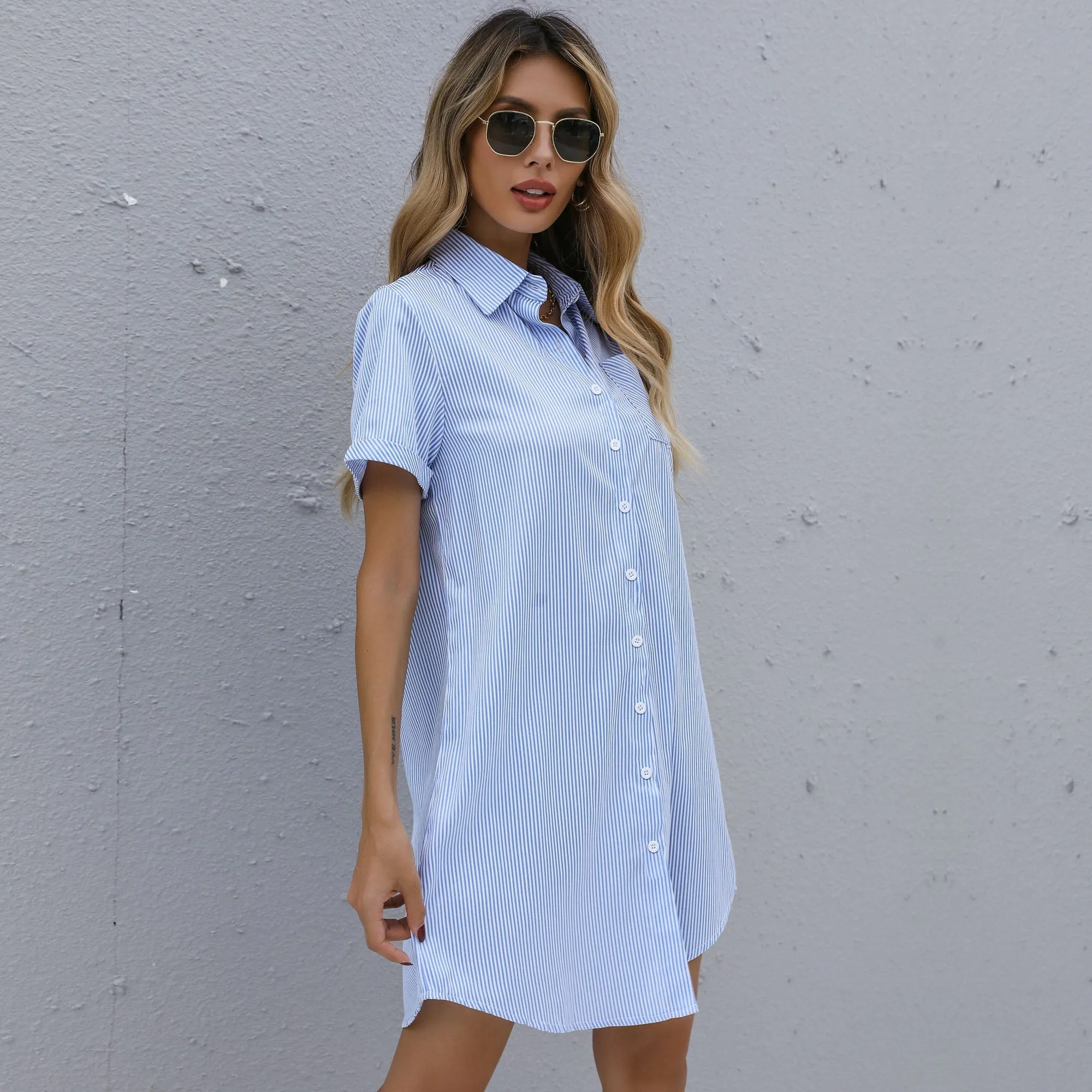 Aiyana Shirt Dress - Blue