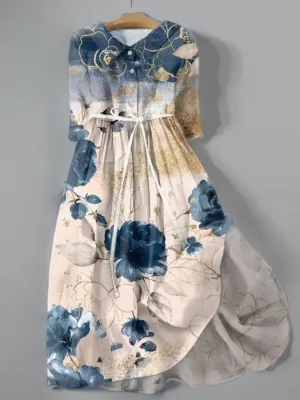 Aliyah - Vintage floral dress with bow belt