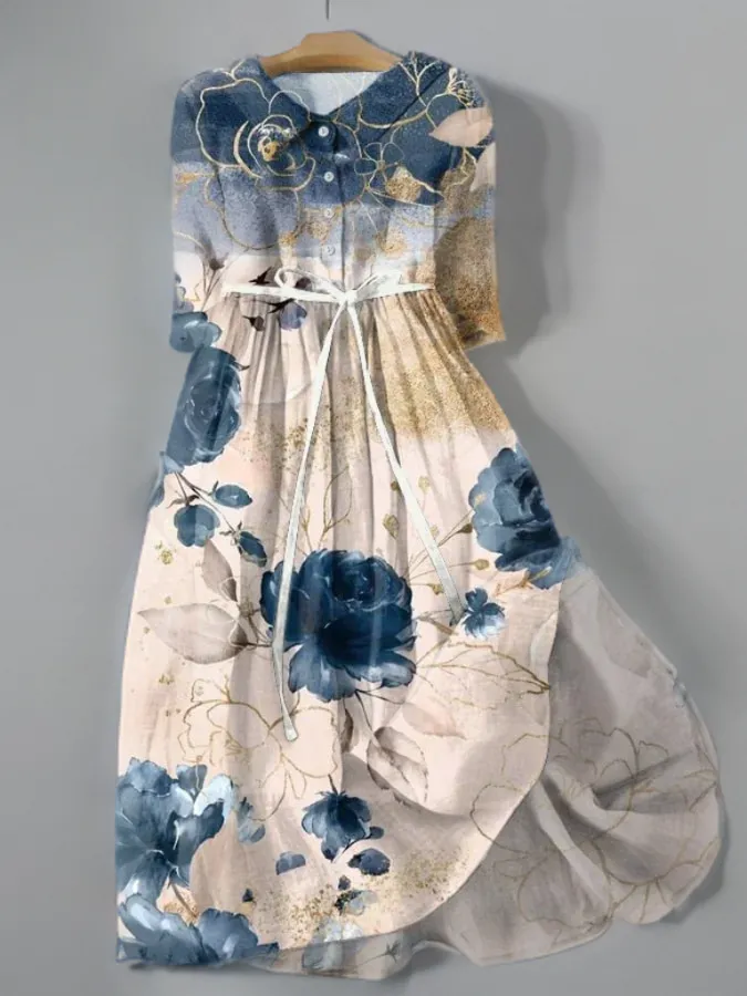 Aliyah - Vintage floral dress with bow belt