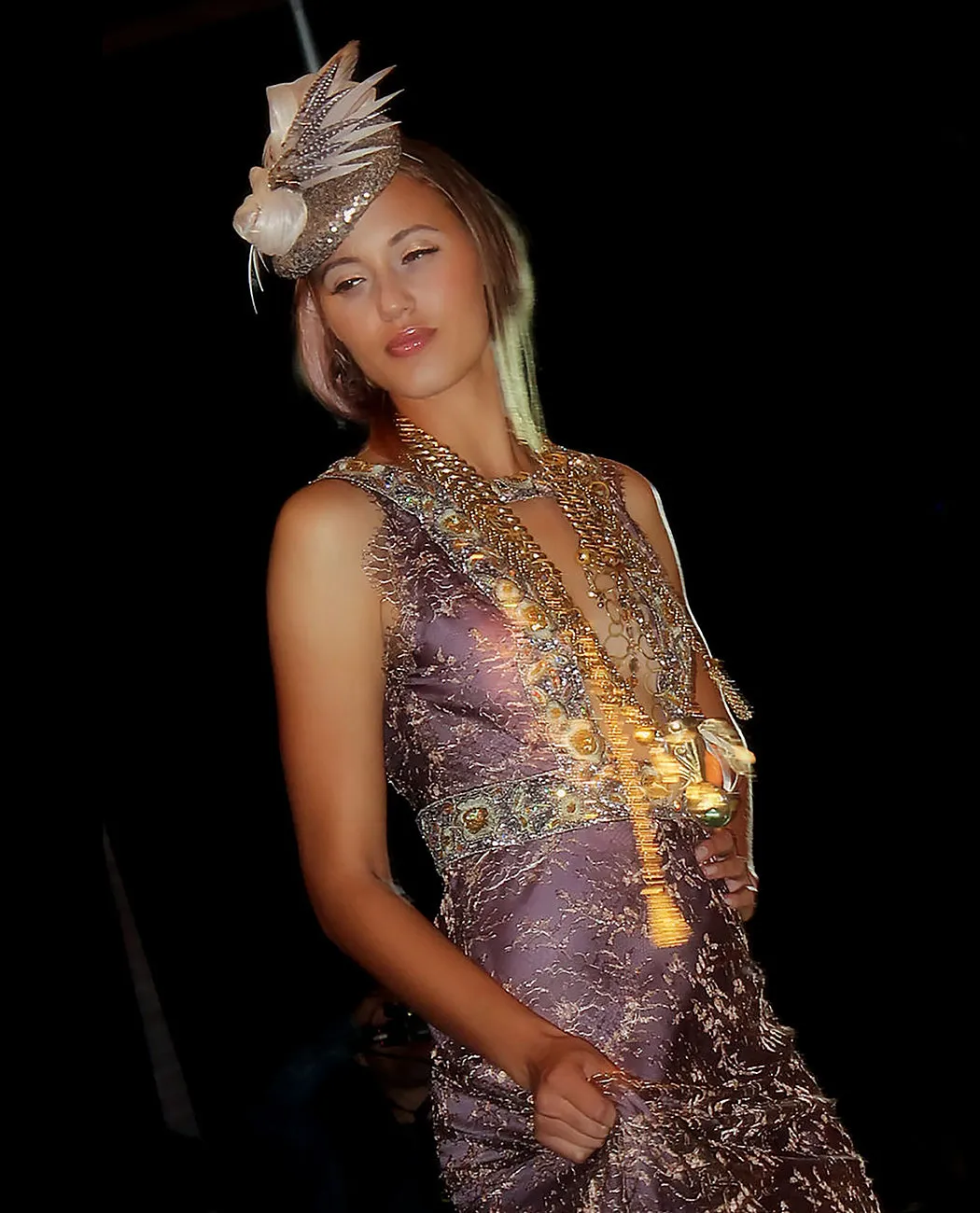 'Aphrodite's Rise' Lace Evening Gown