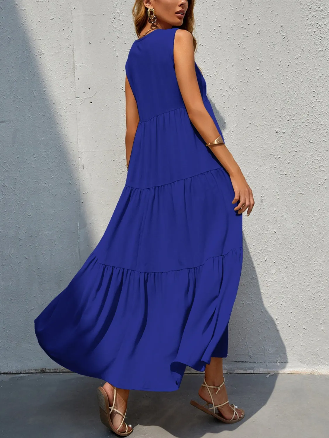 Arelly Tiered V-Neck Sleeve Dress