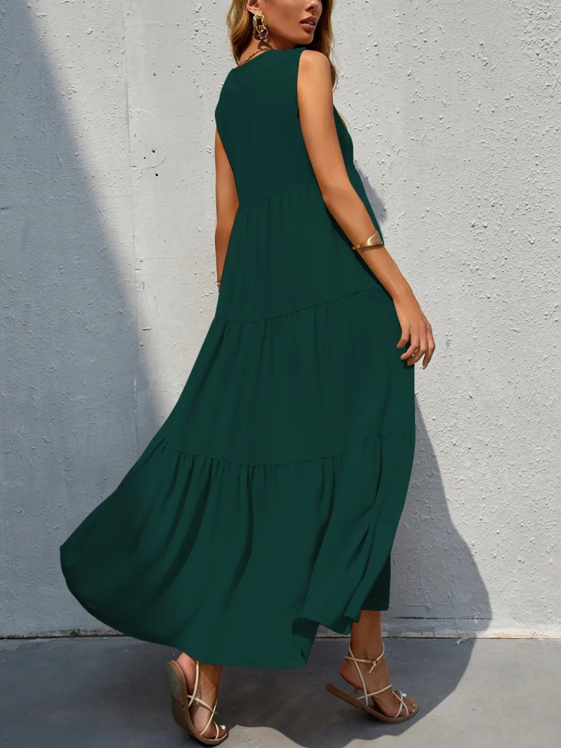 Arelly Tiered V-Neck Sleeve Dress