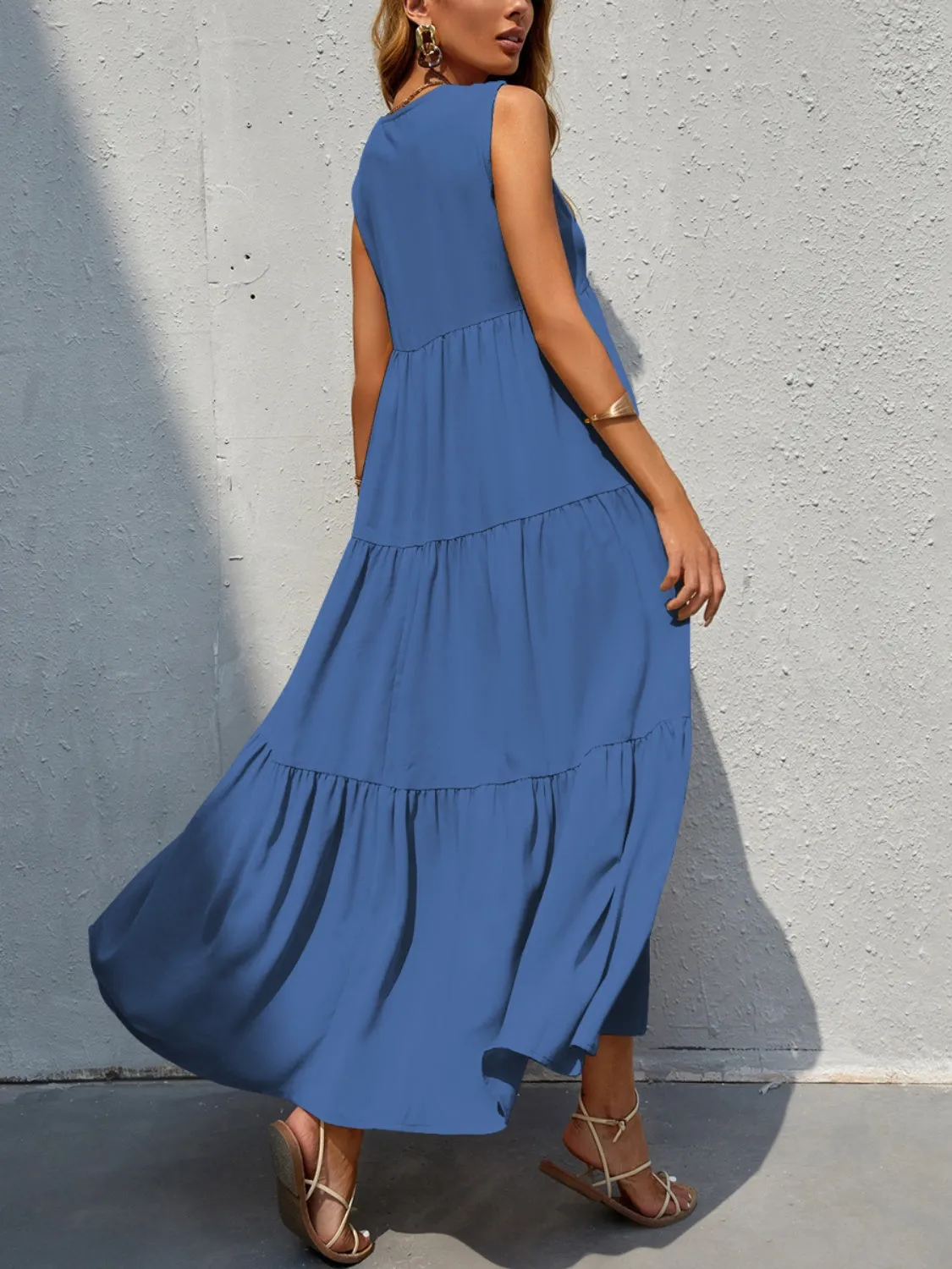 Arelly Tiered V-Neck Sleeve Dress