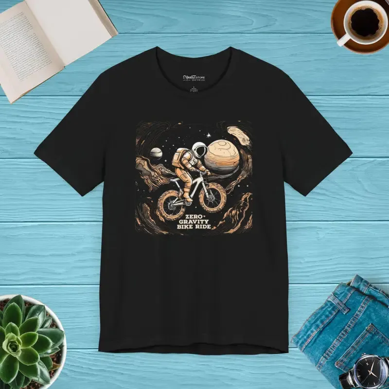 Astronaut Moon Bicycle Unisex Jersey Short Sleeve Tee