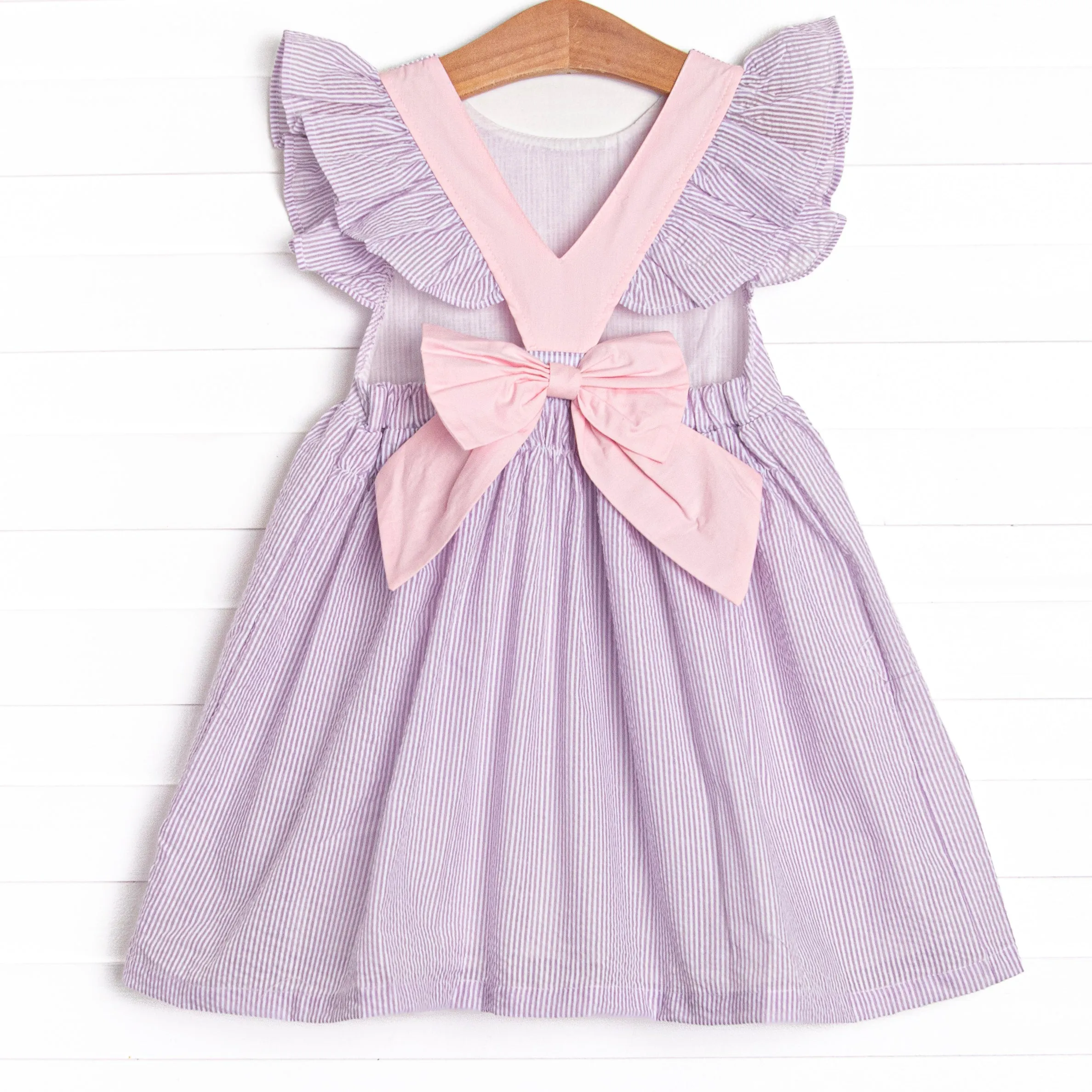 Ava Dress, Purple Seersucker