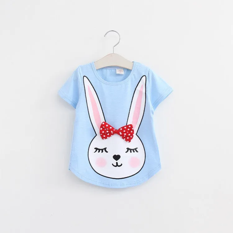 Baby T Shirts for girls Cotton Short Sleeve Rabbit cartoon Print Tees Spring Kids cute Tops Girl T-shirt