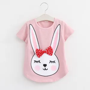 Baby T Shirts for girls Cotton Short Sleeve Rabbit cartoon Print Tees Spring Kids cute Tops Girl T-shirt
