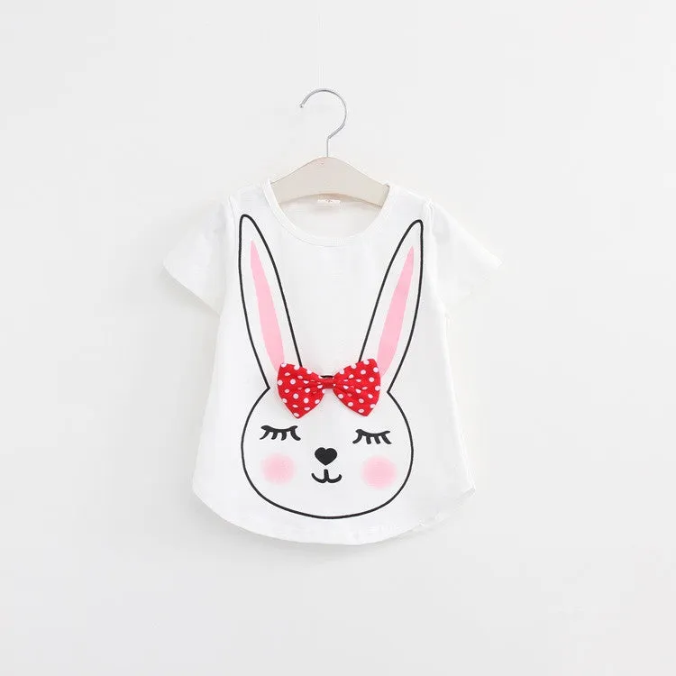 Baby T Shirts for girls Cotton Short Sleeve Rabbit cartoon Print Tees Spring Kids cute Tops Girl T-shirt