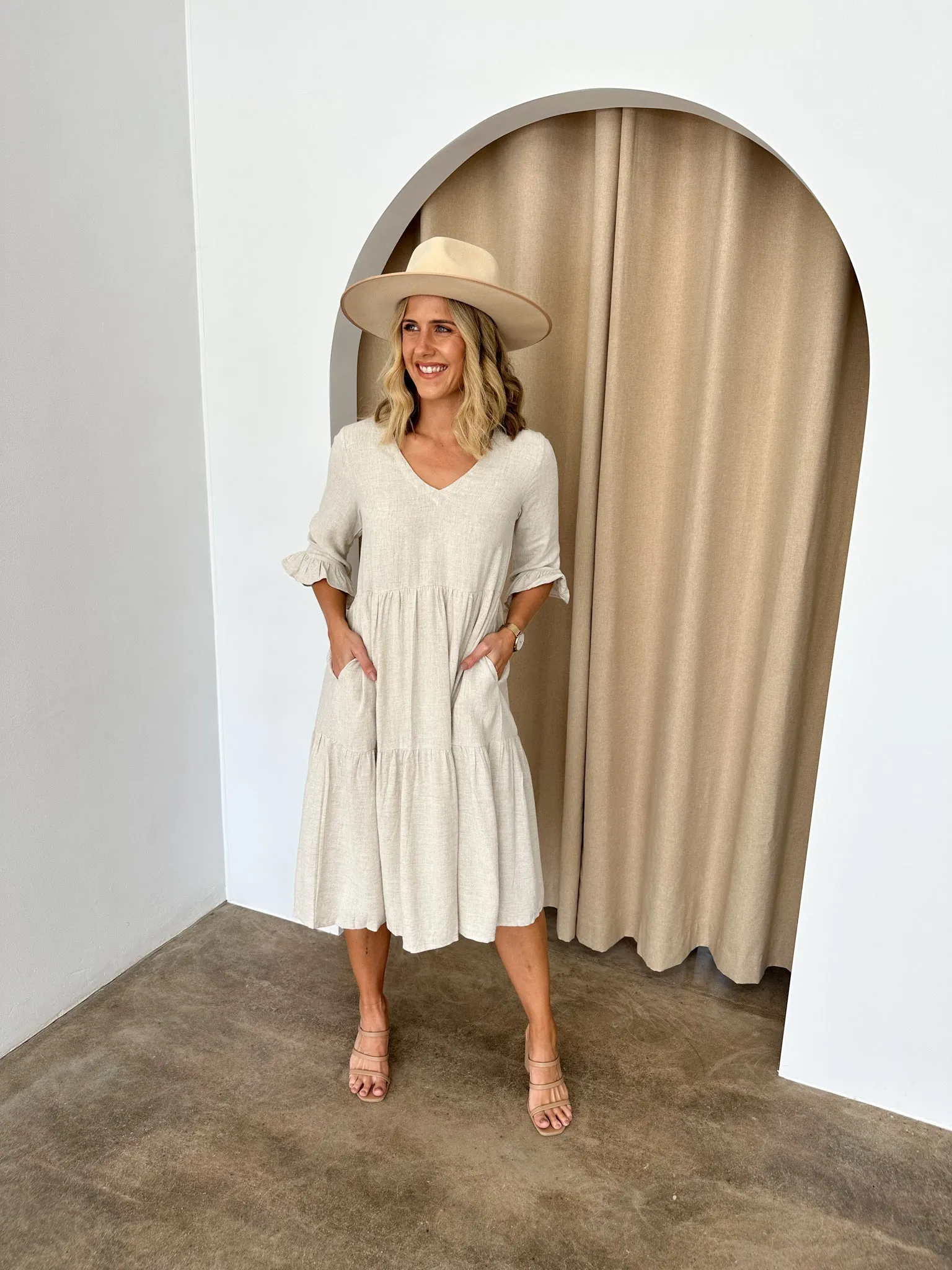 Bailey Midi Dress -Beige