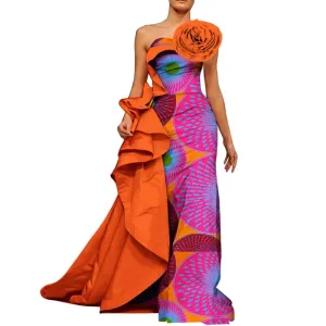 BAZINRICHE African Women's Formal Dresses Gala Floor Length Dresses Off The Shoulder