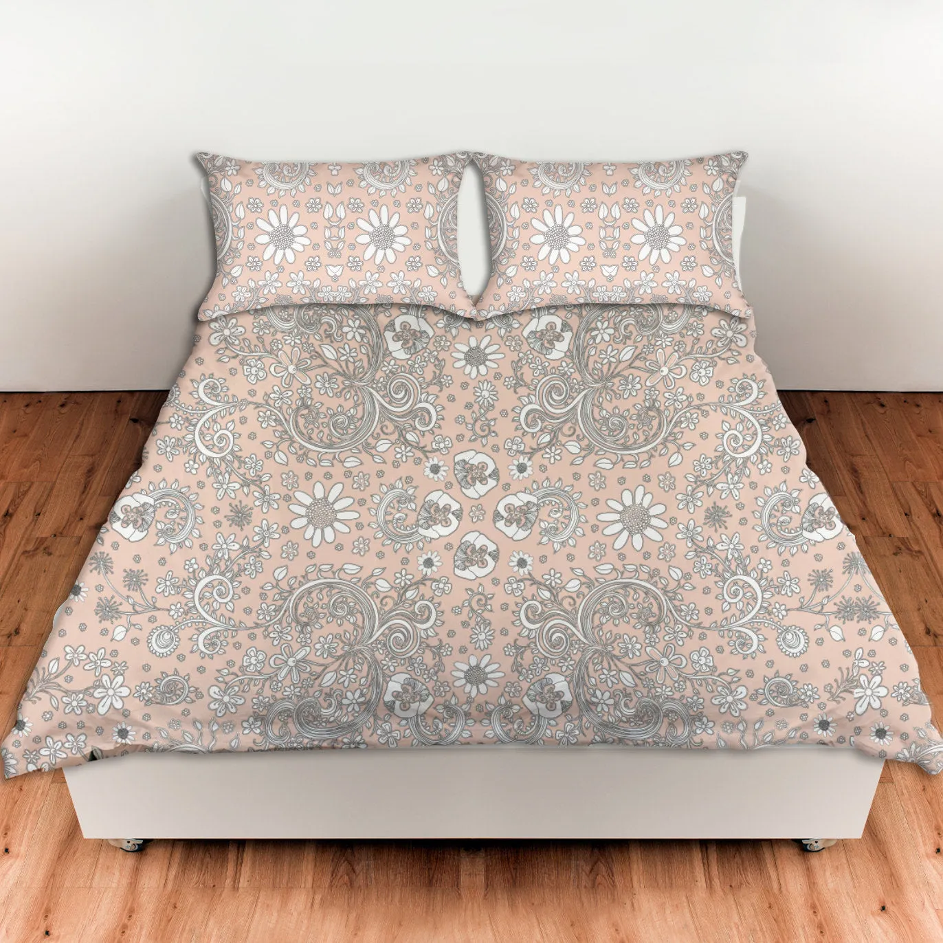 Bedroom Set 'Beige Floral' Duvet Cover